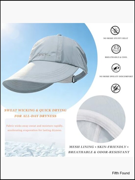 UPF 50+ Sun Protection Baseball Hat, Adjustable Wide Brim Visor, 2-Pack main image 4
